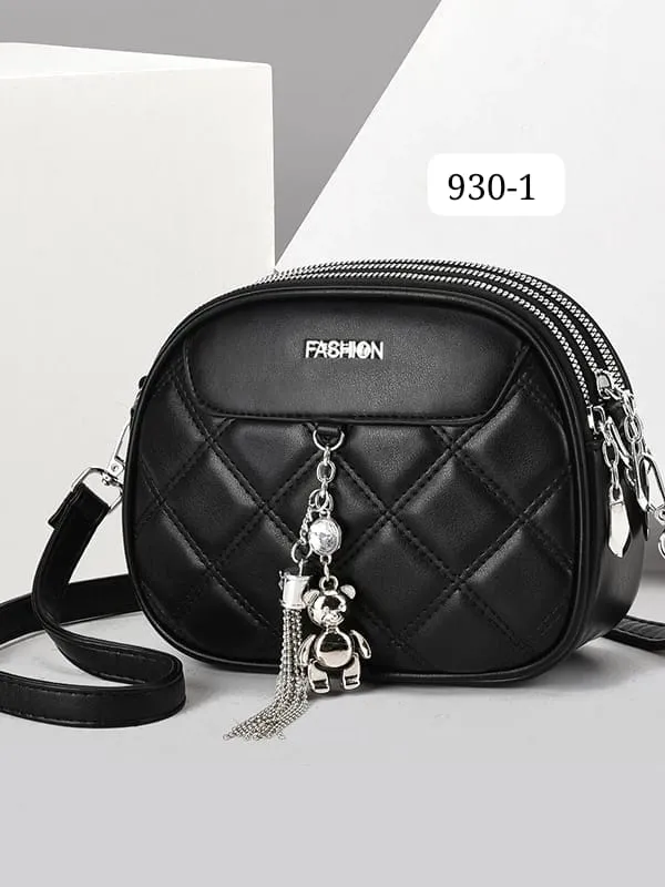 [930-1] Cartera Pequeña Cruzada llavero de oso (Negro)